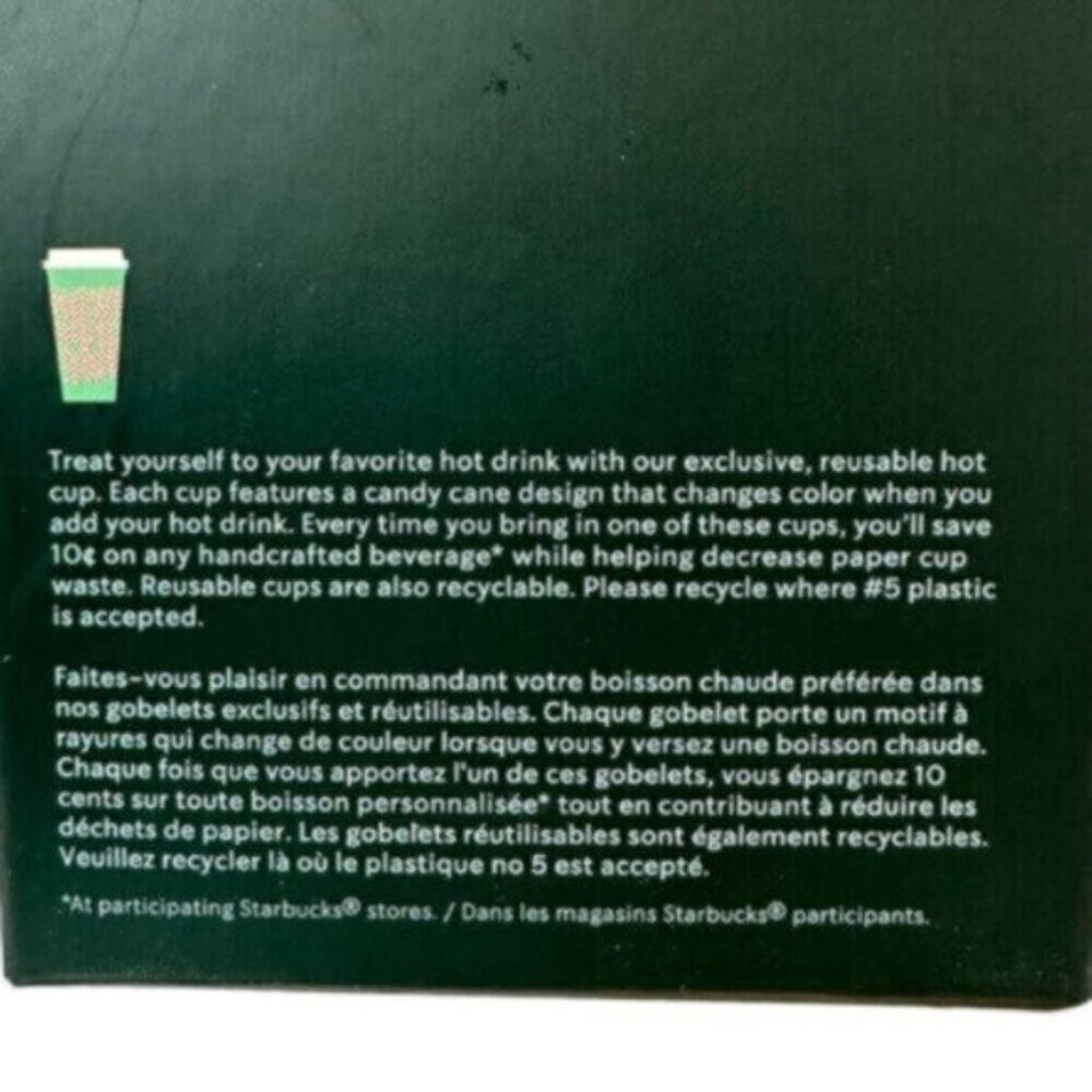 NWT Starbucks | Pack Of 6 Color Changing Candy Cane Reusable Hot Cups - Picture 4 of 7